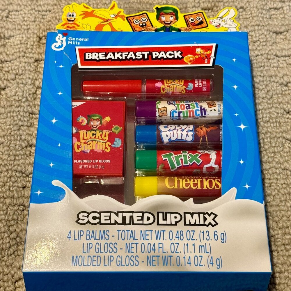 6 Piece Breakfast Pack Cereal Flavors Lip Balm & Lip Gloss